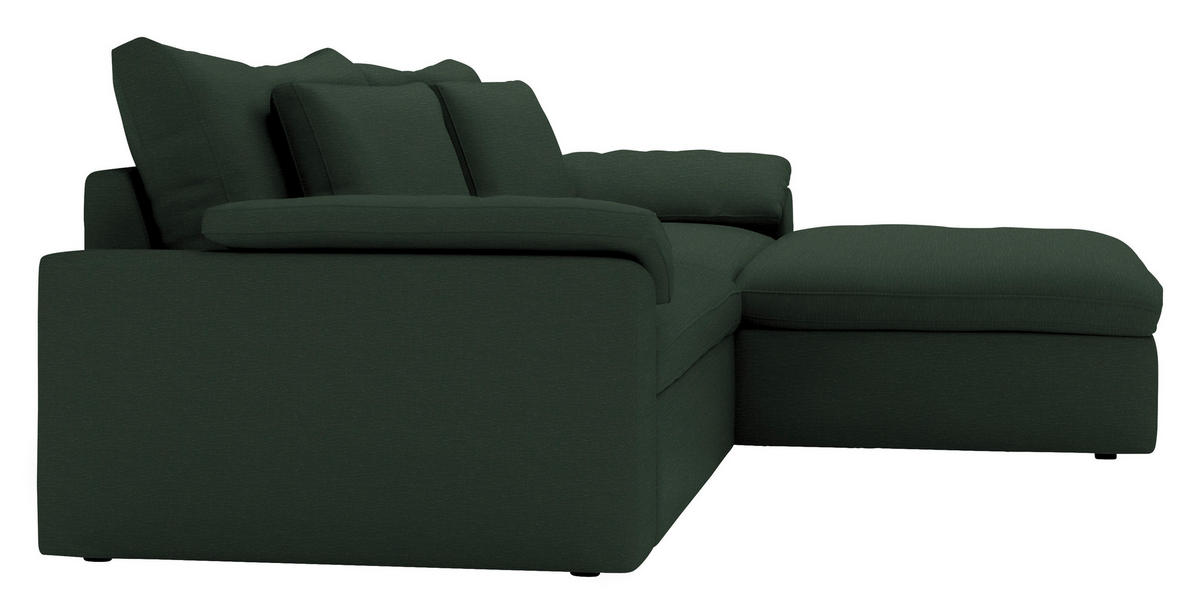 ECKSOFA  Chenille Dunkelgrün  - Dunkelgrün/Schwarz, Modern, Kunststoff/Textil (306/198cm) - Carryhome