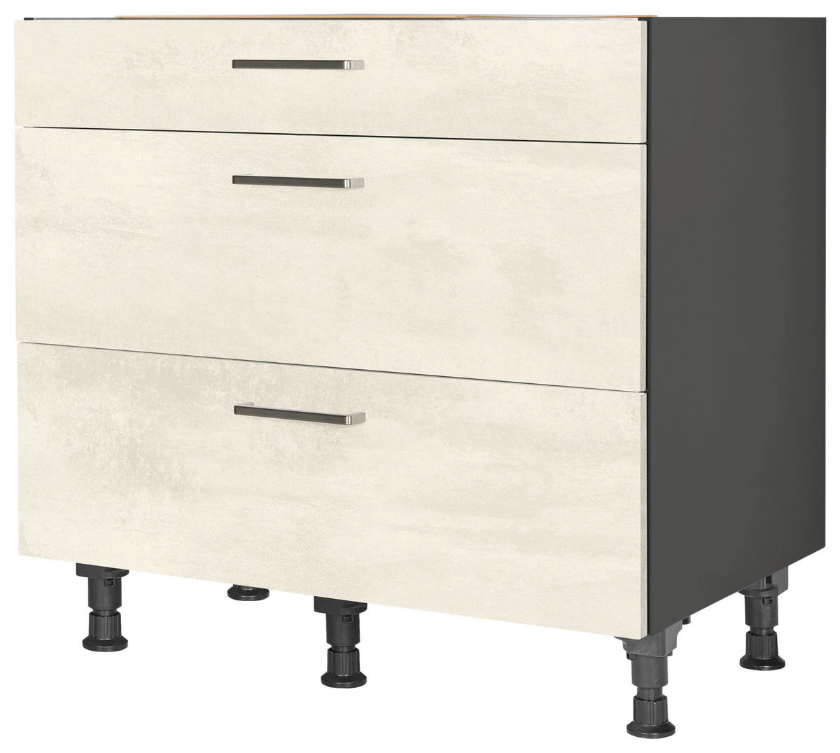 KOCHFELDUMBAUSCHRANK 90/87/56 cm  in Weiß  - Schieferfarben/Edelstahlfarben, MODERN, Holzwerkstoff/Metall (90/87/56cm) - Nobilia