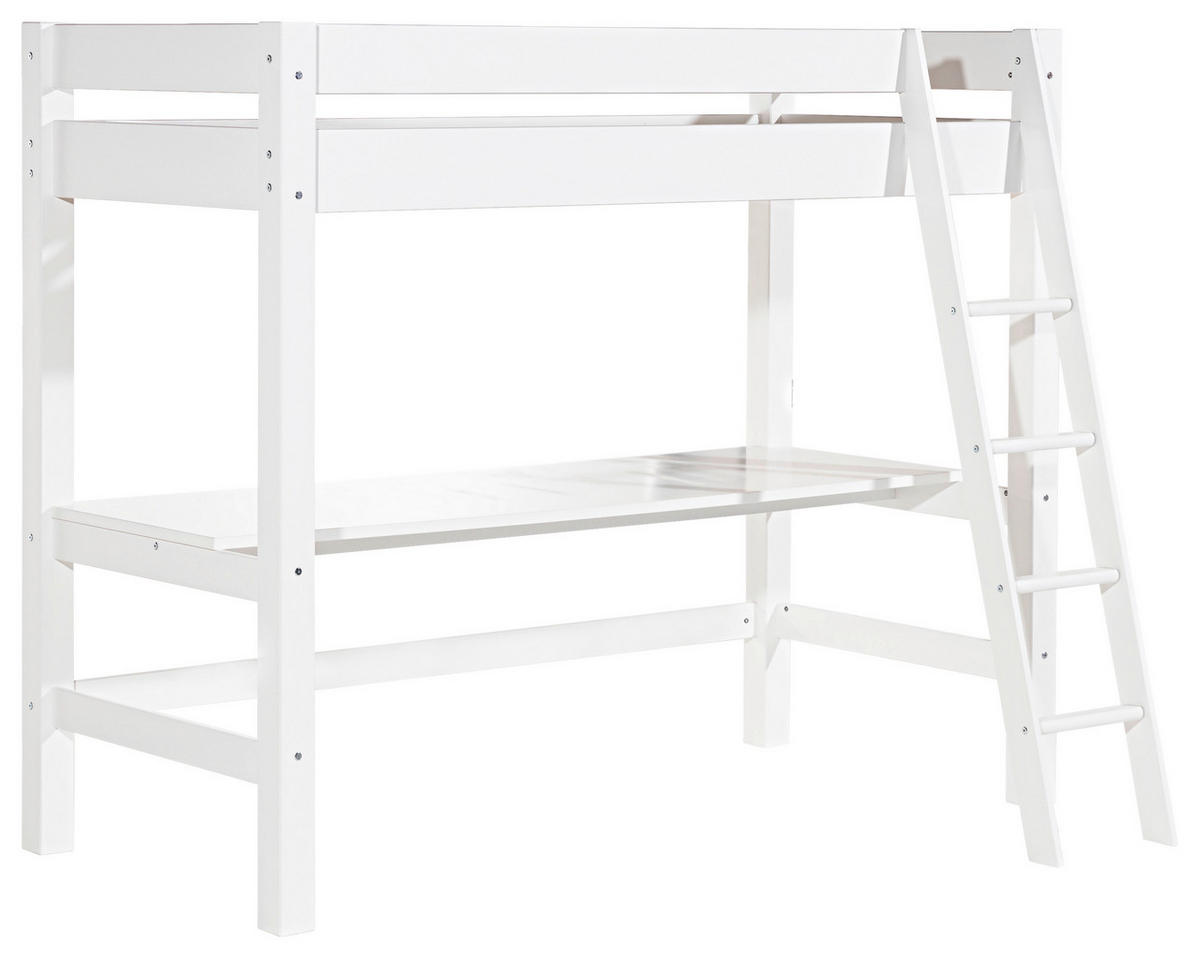 Pat Înalt 90/200 cm  - alb/culoare natur, Lifestyle, lemn (90/200cm) - MID.YOU