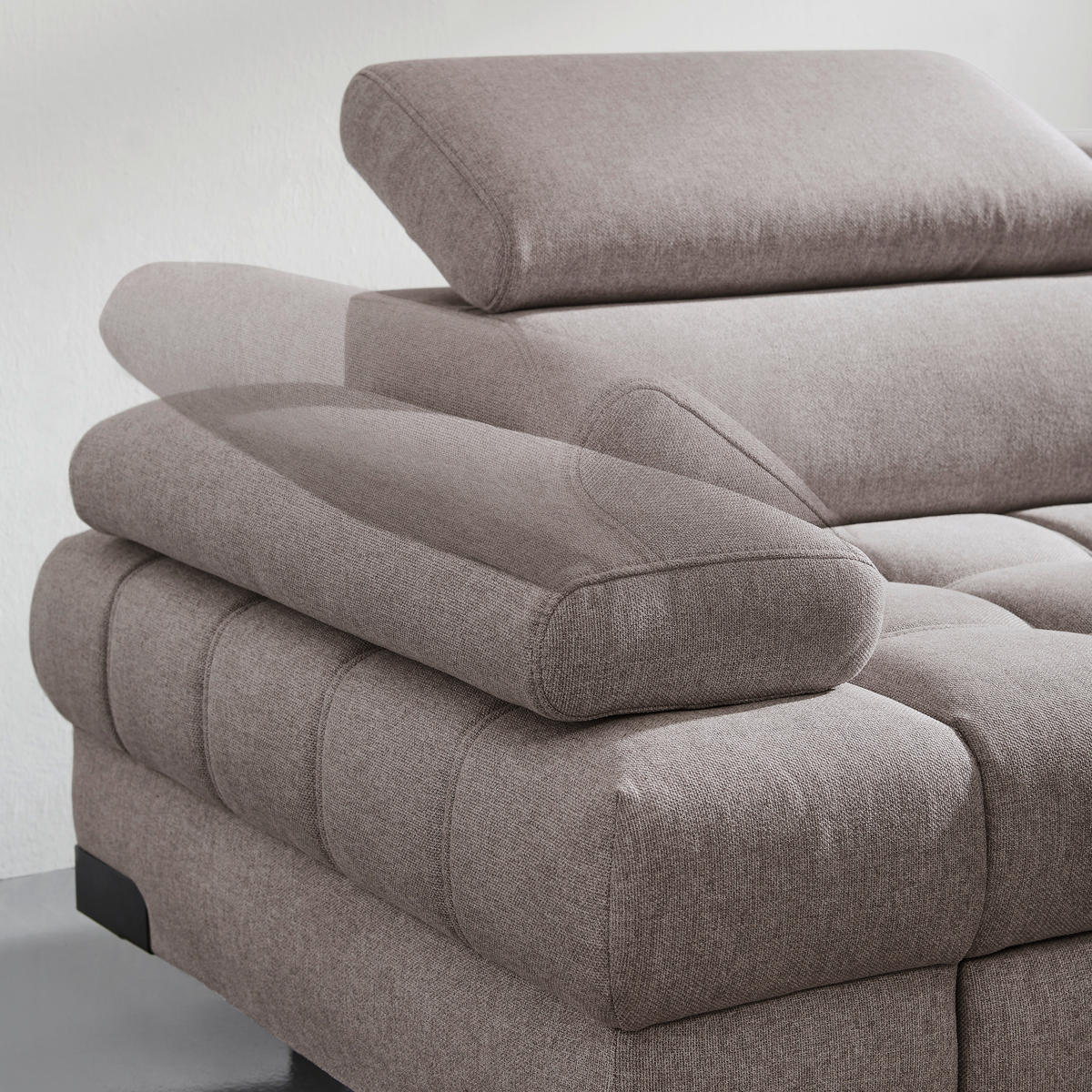 ECKSOFA Hellgrau Webstoff  - Hellgrau/Schwarz, Design, Textil/Metall (263/223cm) - Welnova