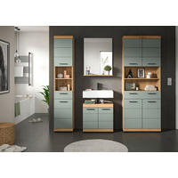 BADEZIMMER 4-teilig  in  - Salbeigrün/Schwarz, MODERN, Holzwerkstoff/Kunststoff (186/191/34cm) - MID.YOU