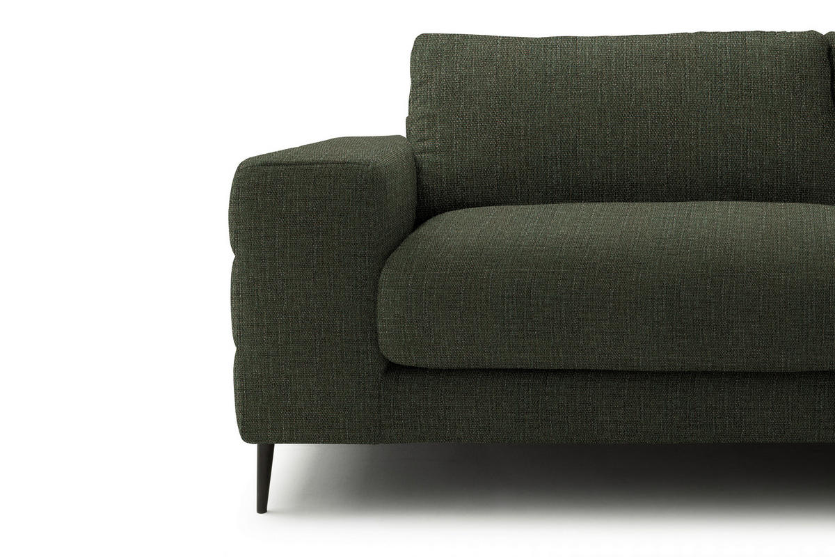 ECKSOFA in Flachgewebe Dunkelgrün  253/177 cm  - Dunkelgrün/Schwarz, Design, Textil/Metall (253/177cm) - Dieter Knoll