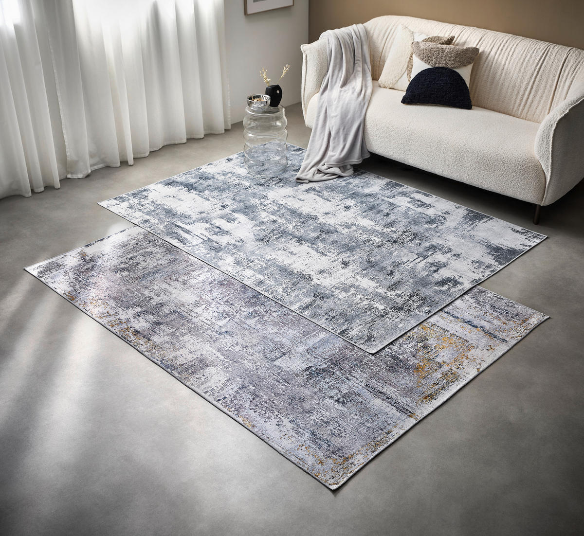 VINTAGE MATTA 120/170 cm Leo  - grå, Design, textil/plast (120/170cm) - Novel