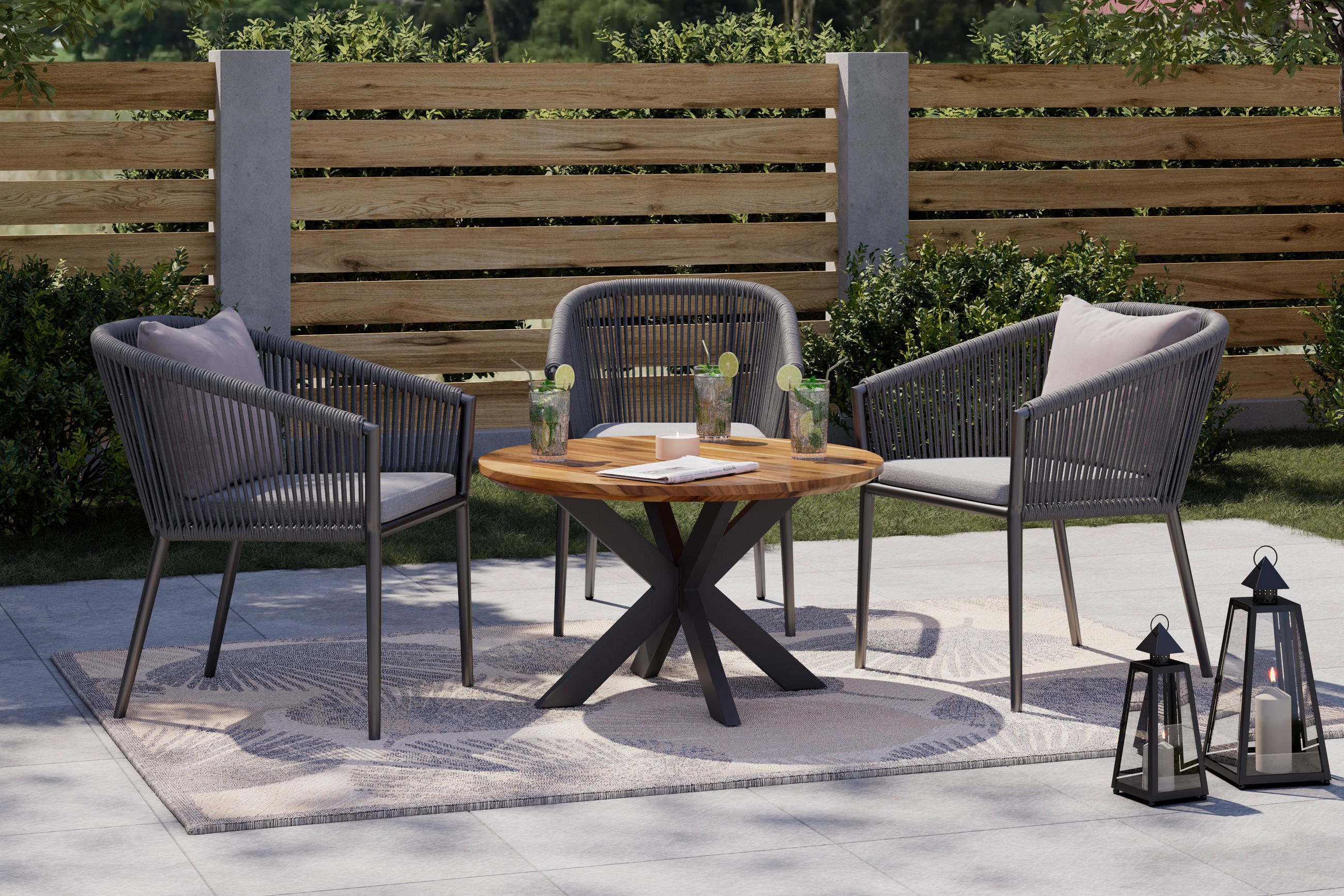 ZAHRADNÍ STOLEK, dřevo, kov, 80/45/80 cm - barvy akácie, Moderní, kov/dřevo (80/45/80cm) - Ambia Garden