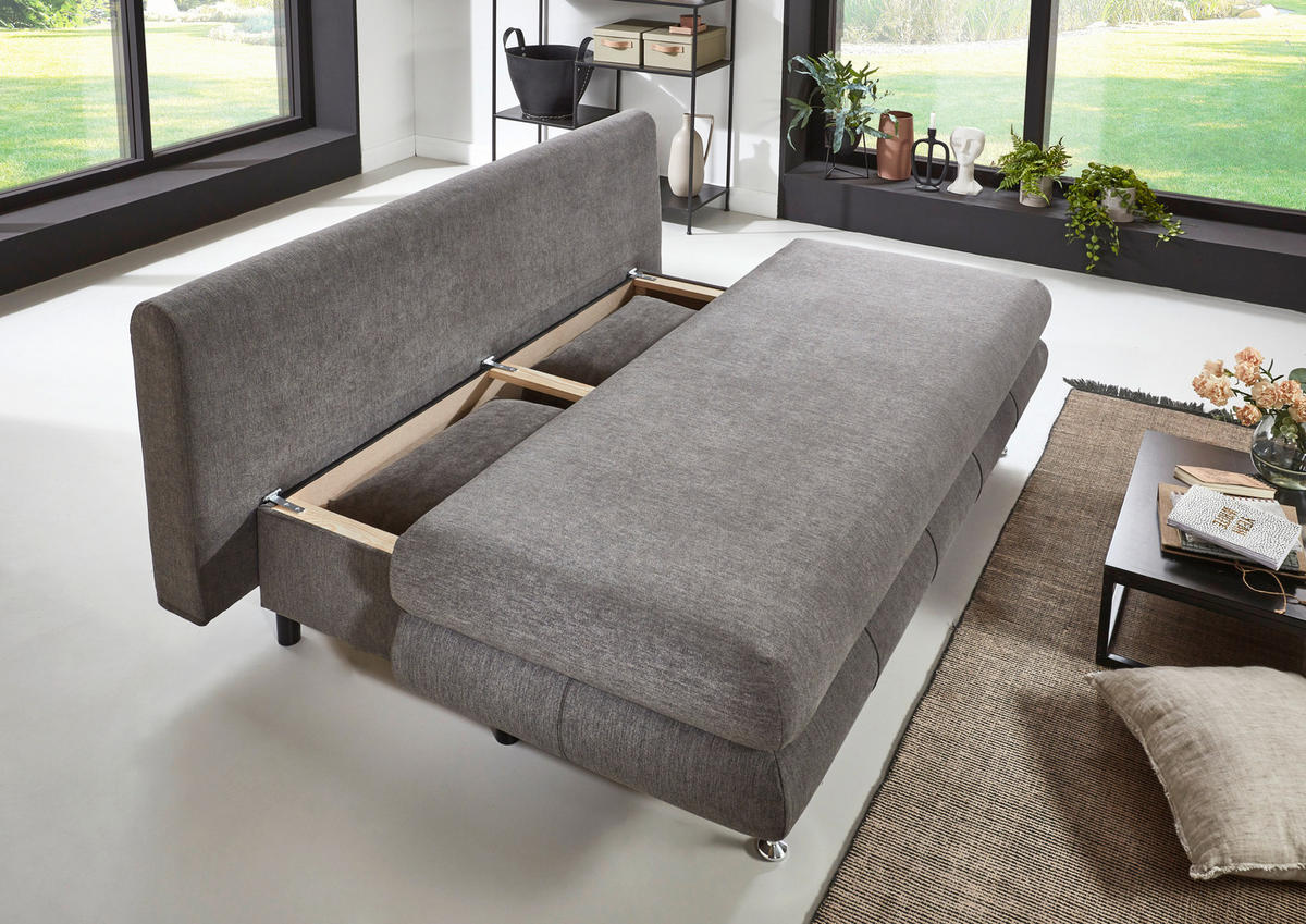 SCHLAFSOFA  mit Webstoff Taupe  - Taupe/Edelstahlfarben, KONVENTIONELL, Kunststoff/Textil (190/93/92cm) - Carryhome