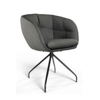 ARMLEHNSTUHL  Sitzfläche 360° drehbar, Gestellauswahl, ergonomische Rückenlehne, Stoff-/Lederauswahl Jacquard  Graphitfarben  - Schwarz/Graphitfarben, Design, Textil/Metall (62/81/63cm) - Dieter Knoll