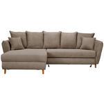 ECKSOFA Taupe Cord  - Taupe/Eichefarben, KONVENTIONELL, Holz/Textil (284/162cm) - Carryhome