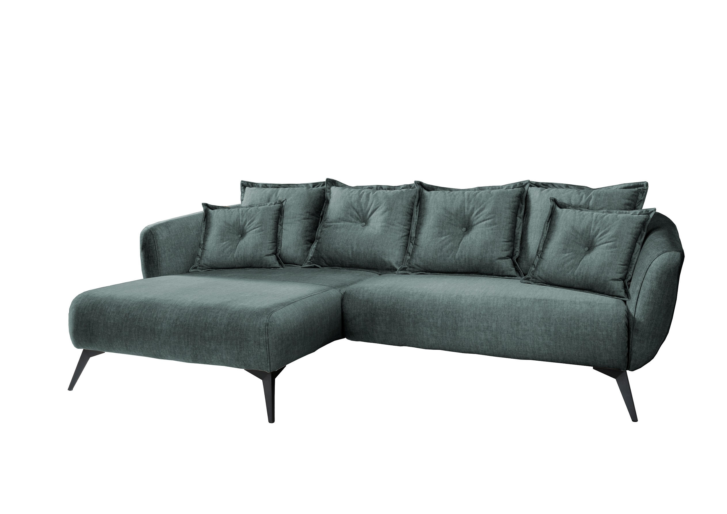 ECKSOFA in Velours Blau  - Blau/Schwarz, Modern, Holz/Textil (162/277cm) - Livetastic