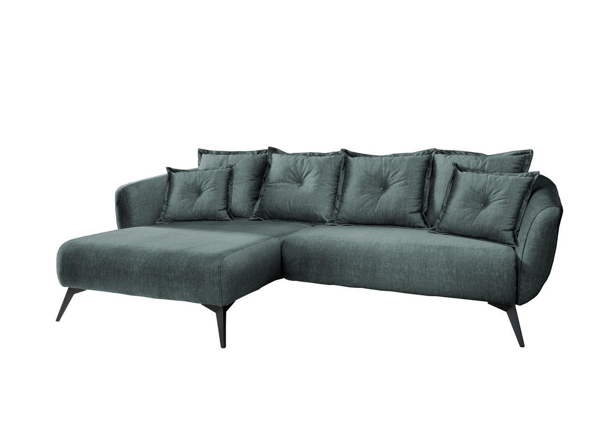 ECKSOFA in Velours Blau  - Blau/Schwarz, Modern, Holz/Textil (162/277cm) - Livetastic