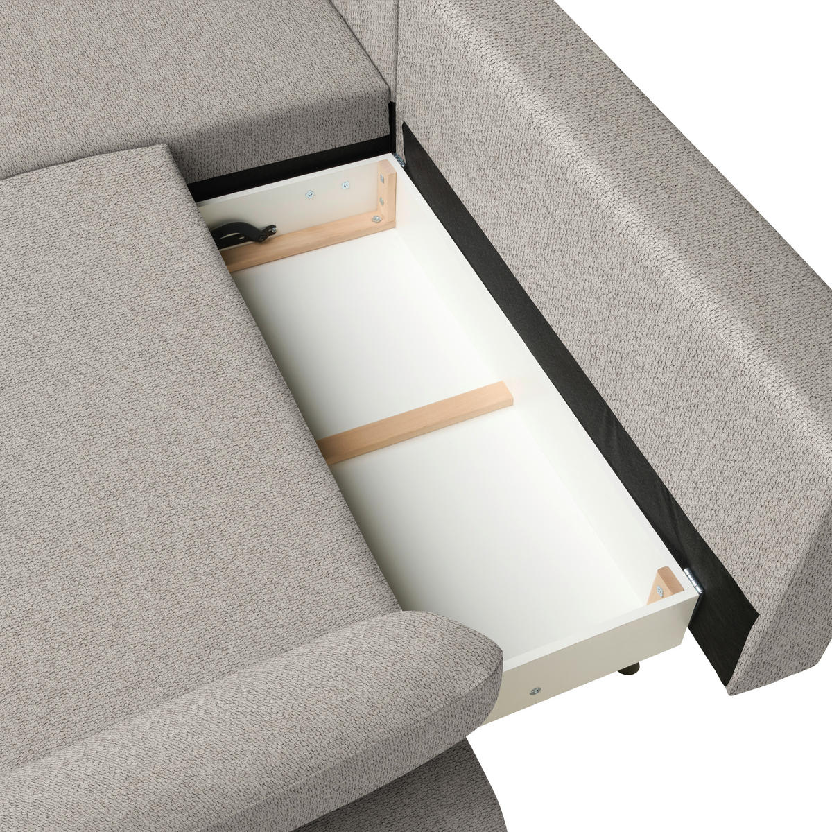 ECKSOFA COLORADO in Struktur Taupe  - Taupe/Schwarz, Design, Textil/Metall (186/284cm) - Lomoco