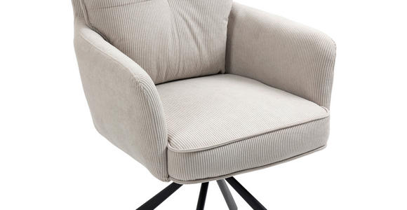 ARMLEHNSTUHL in Eisen Cord - Beige, Design, Textil/Metall (60/95/67cm) - Novel