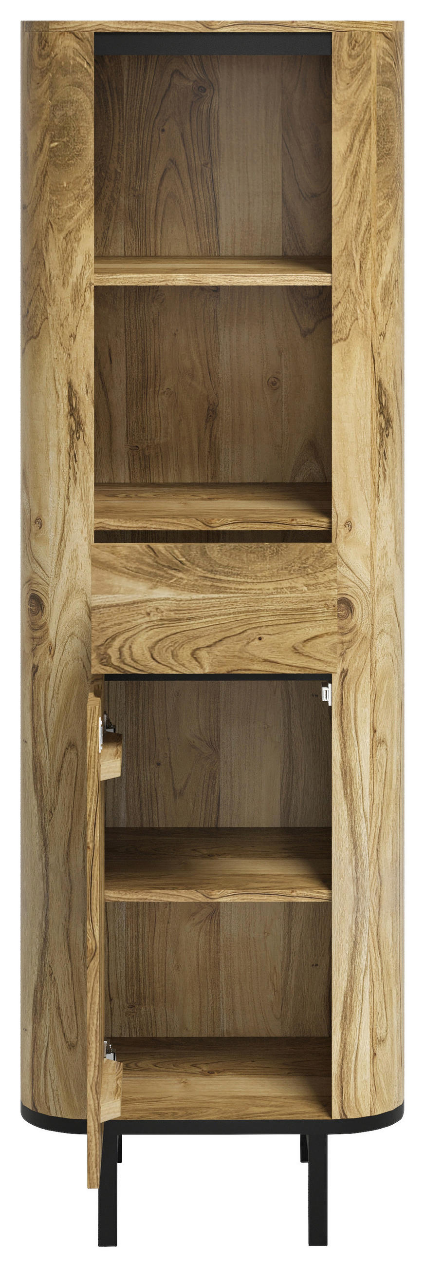 MIDISCHRANK 51/160/42 cm  - Schwarz/Naturfarben, Natur, Holz/Metall (51/160/42cm) - Livetastic