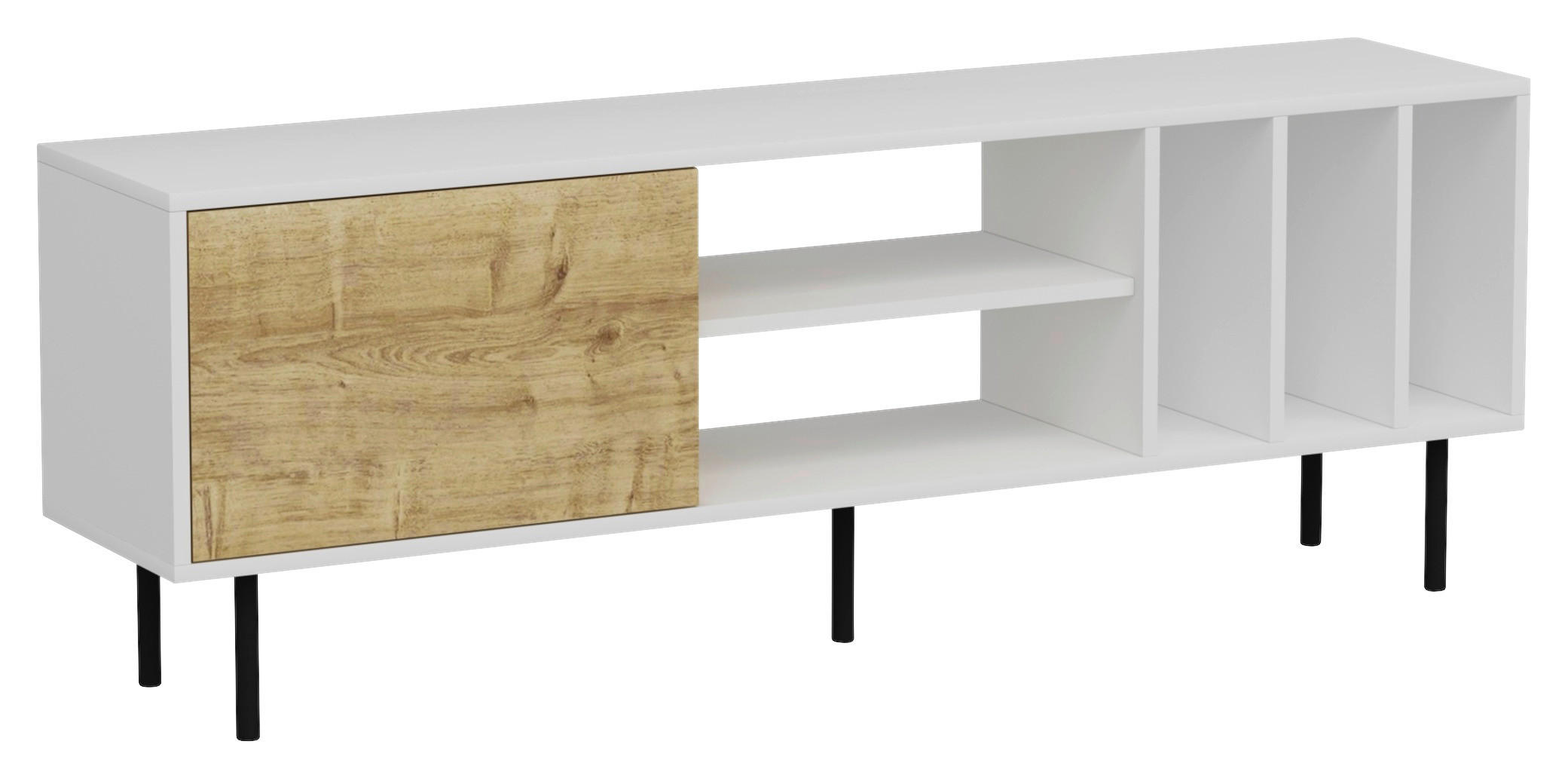 LOWBOARD Canberra  160/57/35 cm  - Eichefarben/Schwarz, Design, Holzwerkstoff/Metall (160/57/35cm) - Livetastic