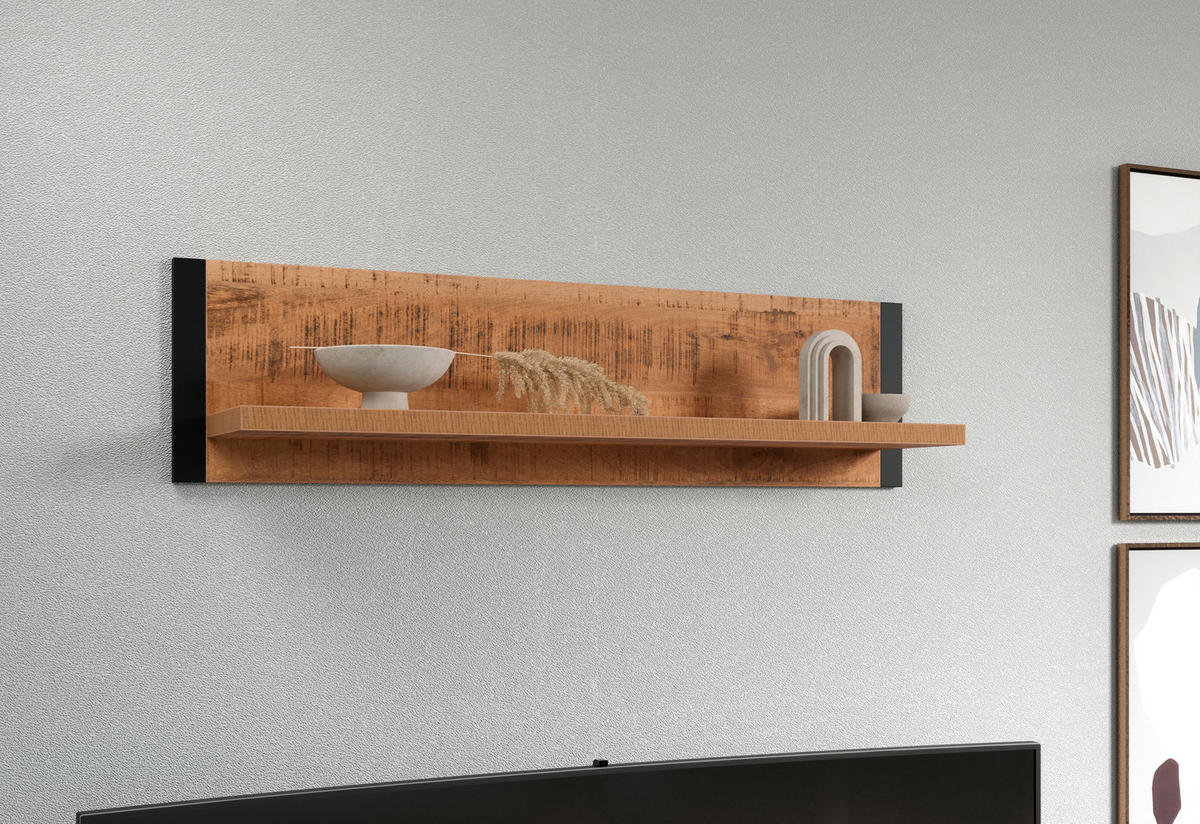 WANDBOARD in 110/28/23 cm Naturfarben, Schwarz  - Schwarz/Naturfarben, Basics, Holzwerkstoff (110/28/23cm) - MID.YOU