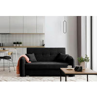 SCHLAFSOFA in Chenille Schwarz  - Silberfarben/Schwarz, Design, Kunststoff/Textil (155/105/75cm) - MID.YOU