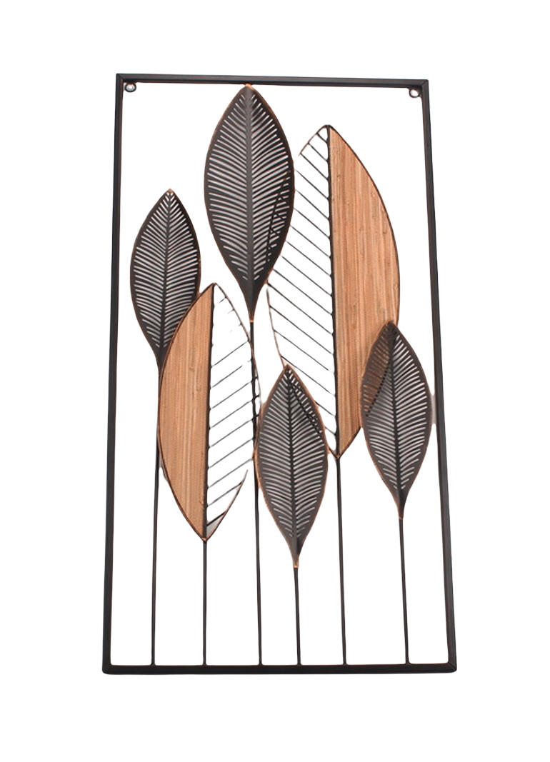 NÁSTENNÁ DEKORÁCIA, listy, 40/75 cm  - svetlohnedá/čierna, Basics, kov (40/75cm)