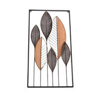 NÁSTENNÁ DEKORÁCIA, listy, 40/75 cm  - svetlohnedá/čierna, Basics, kov (40/75cm)
