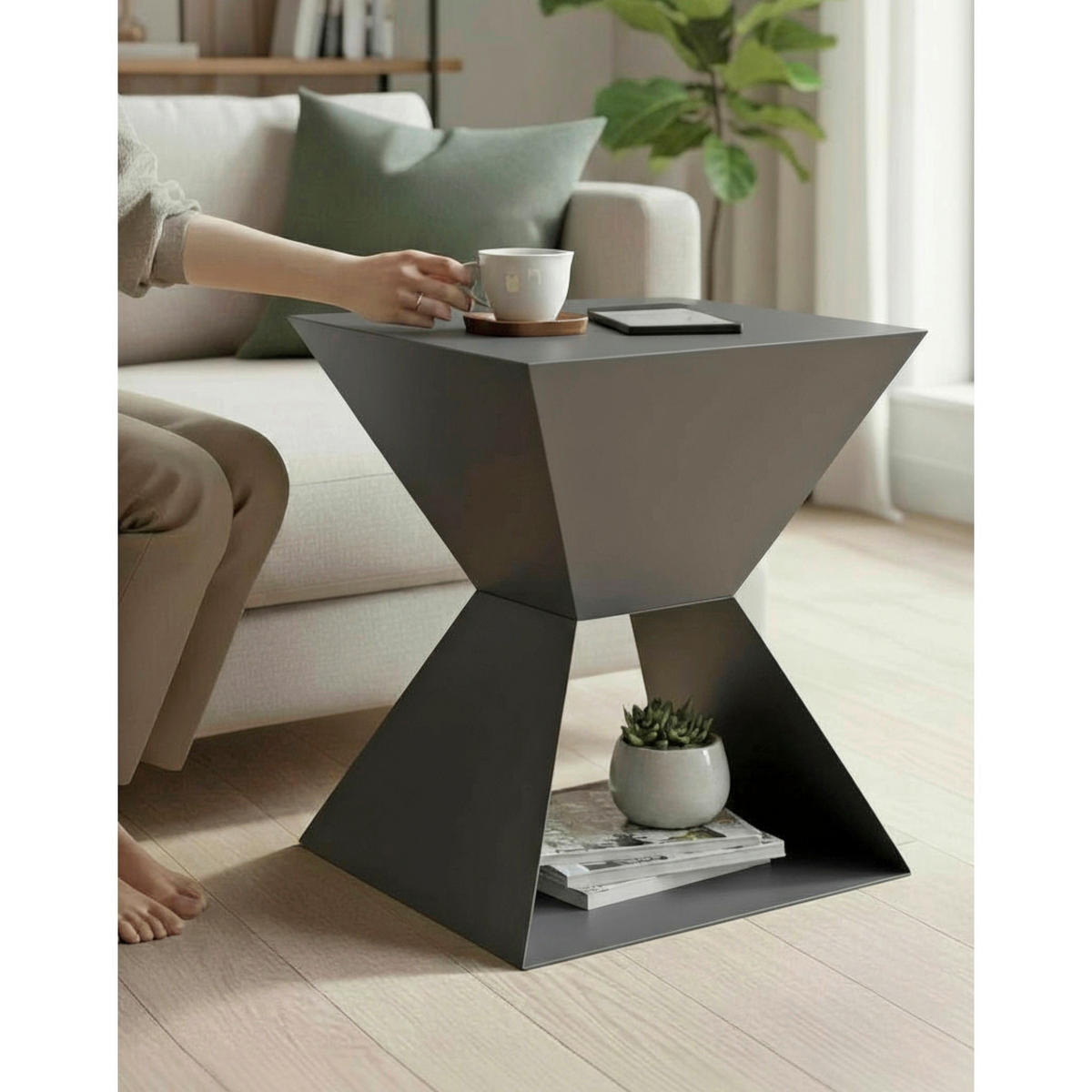 BEISTELLTISCH in Metall 40/40/45 cm  - Graphitfarben, Design, Metall (40/40/45cm)