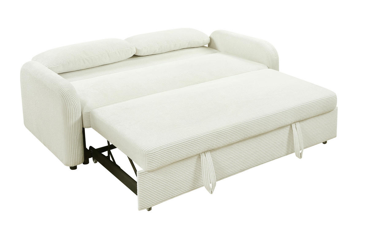 SCHLAFSOFA Cord Creme  - Creme/Schwarz, Design, Kunststoff/Textil (193/86/90cm) - MID.YOU