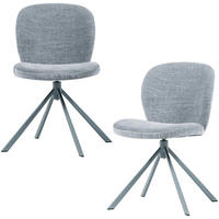 STUHL-SET 2 Stück Sitzfläche 360° drehbar Bouclé  - Blau, MODERN, Textil/Metall (58/80/65cm) - Livetastic