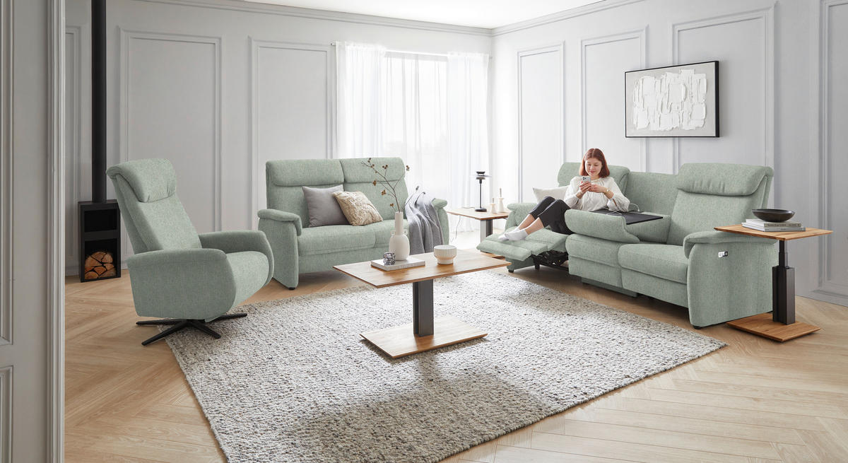 TRAPEZSOFA in Flachgewebe Platinfarben  - Platinfarben/Schwarz, Konventionell, Textil/Metall (219/107/97cm) - Pure Home Comfort