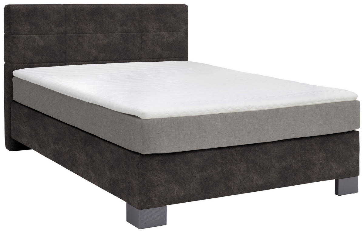 BOXSPRINGBETT 120/200 cm  Graubraun  - Graubraun/Graphitfarben, Design, Holz/Textil (120/200cm) - Hom`in