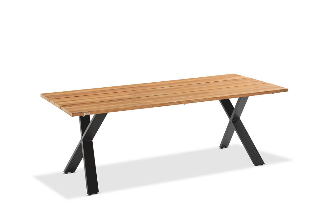 GARTENTISCH 220/95/75 cm  - Anthrazit/Teakfarben, Design, Holz/Metall (220/95/75cm)