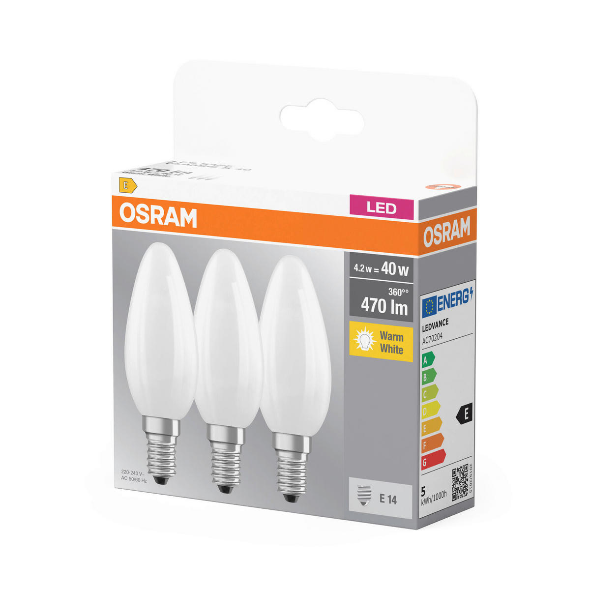 LED-LEUCHTMITTEL   E14 4,2 W 470 lm  - Weiß, Basics, Glas (3,5/10cm)