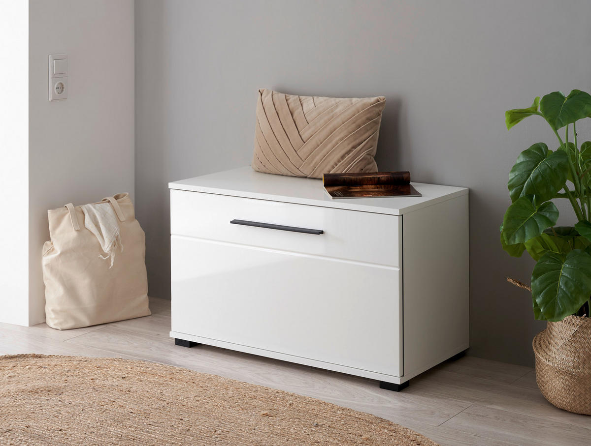 GARDEROBENBANK  in 80/50/42 cm  - Weiß Hochglanz/Schwarz, MODERN, Holzwerkstoff/Kunststoff (80/50/42cm) - MID.YOU