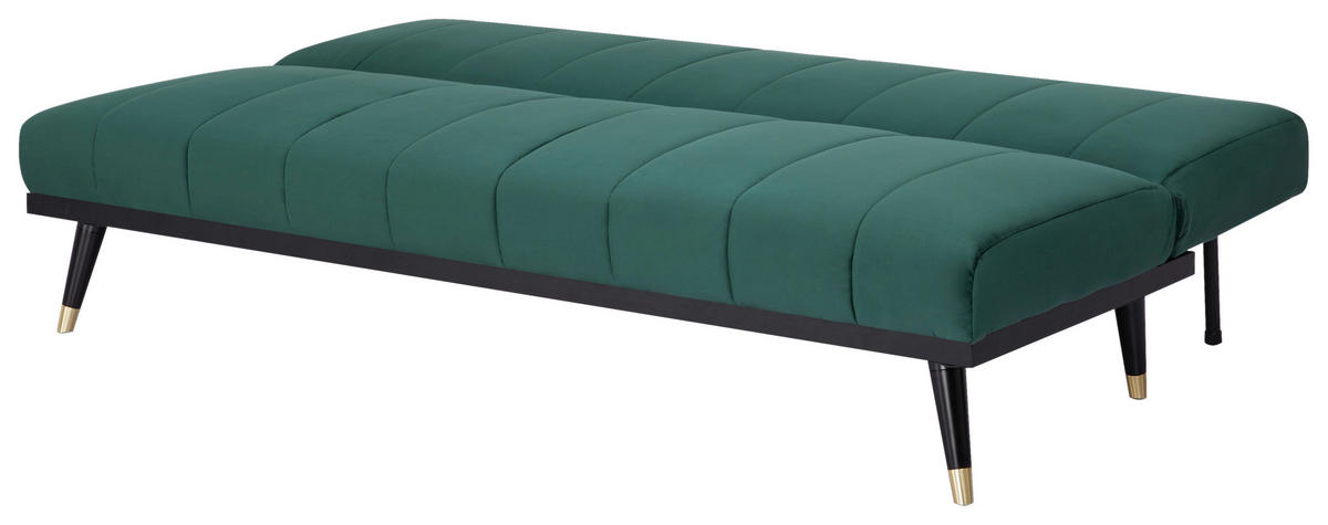 SCHLAFSOFA  in Velours Grün  - Schwarz/Grün, MODERN, Holz/Textil (181/82/83cm) - MID.YOU
