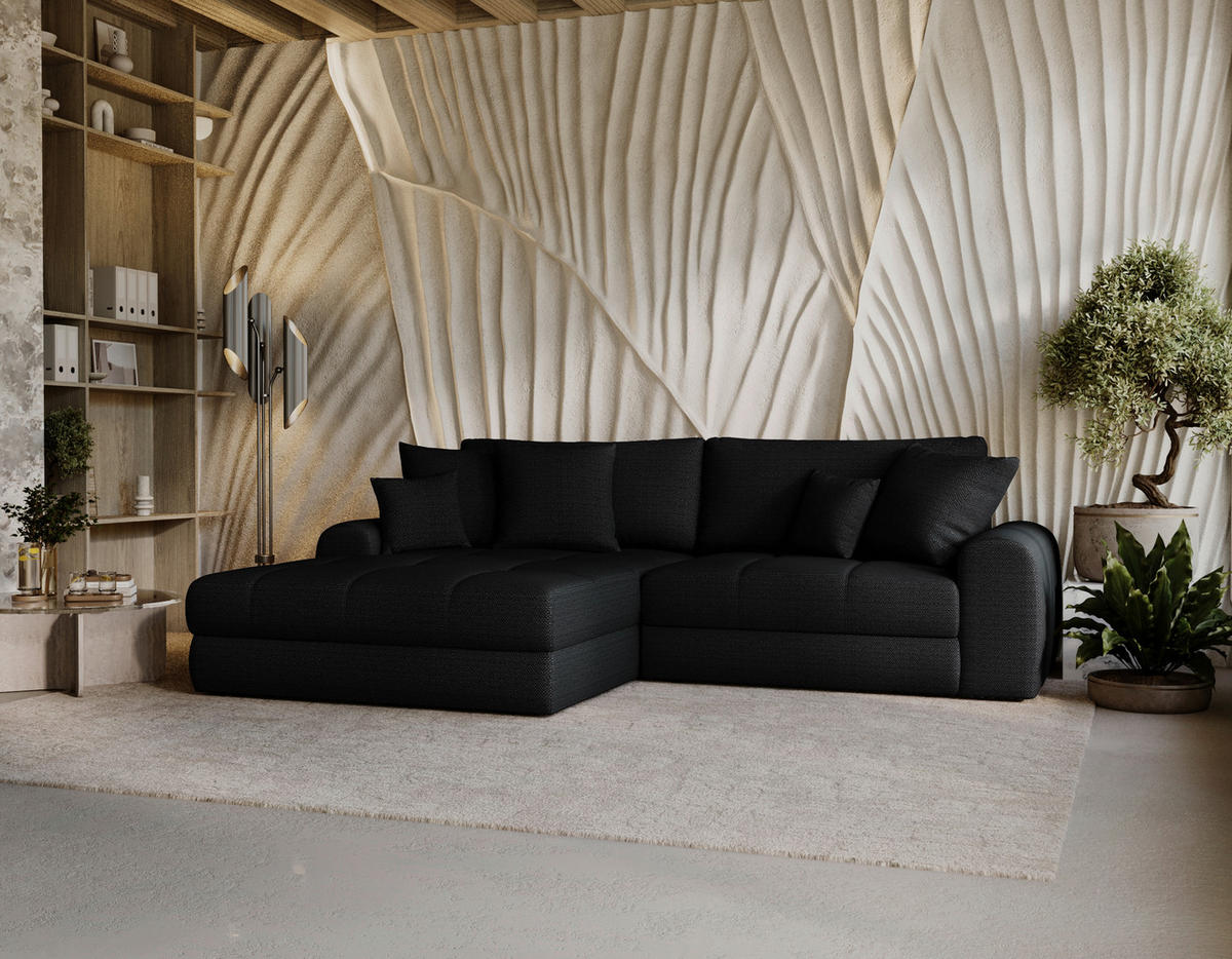 ECKSOFA LORSON Schwarz Struktur  - Beige/Schwarz, Design, Kunststoff/Textil (208/290cm) - Livetastic