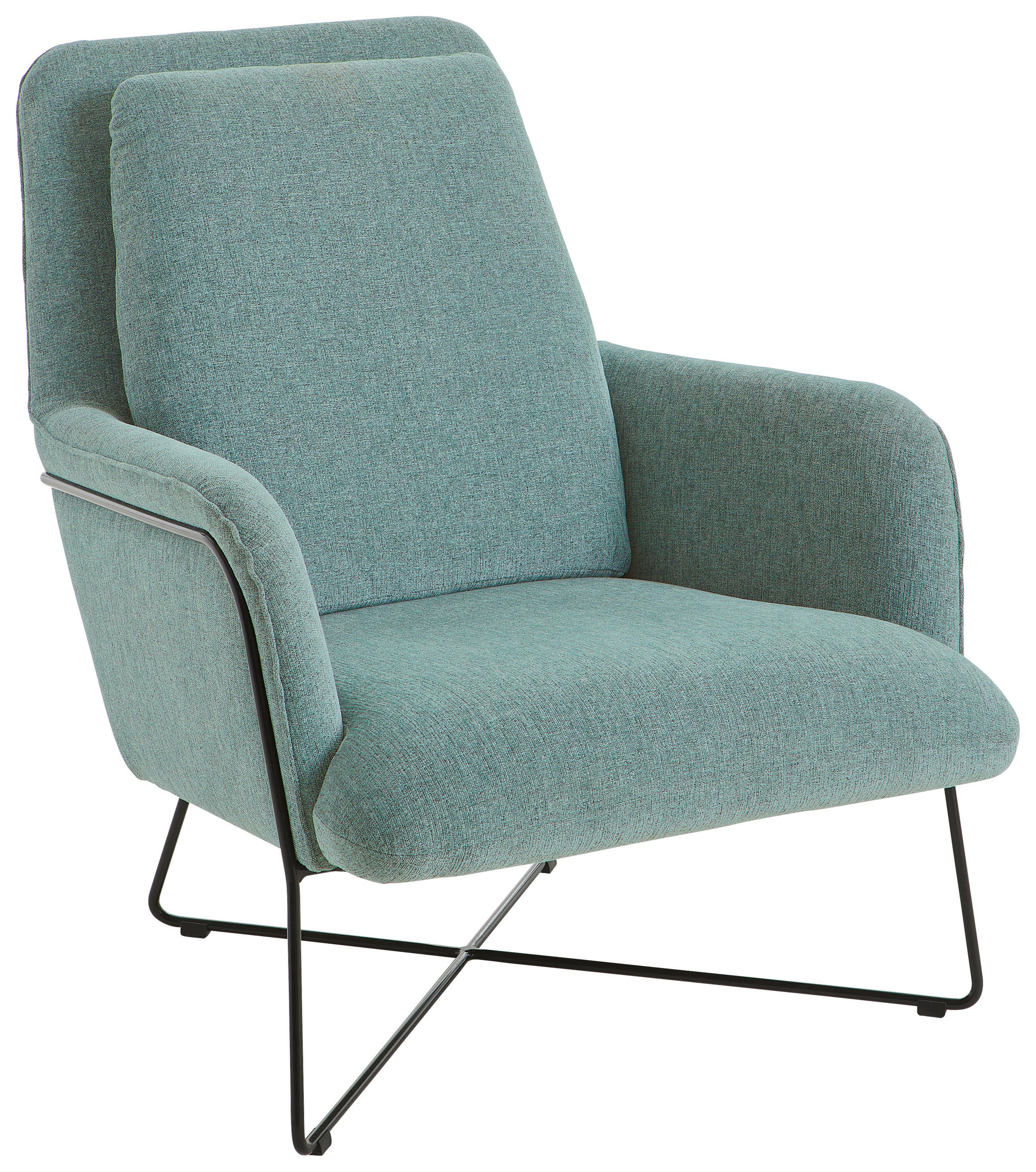 SESSEL in Chenille Türkis  - Türkis/Schwarz, Design, Textil/Metall (73/85/96cm) - Johann Jakob