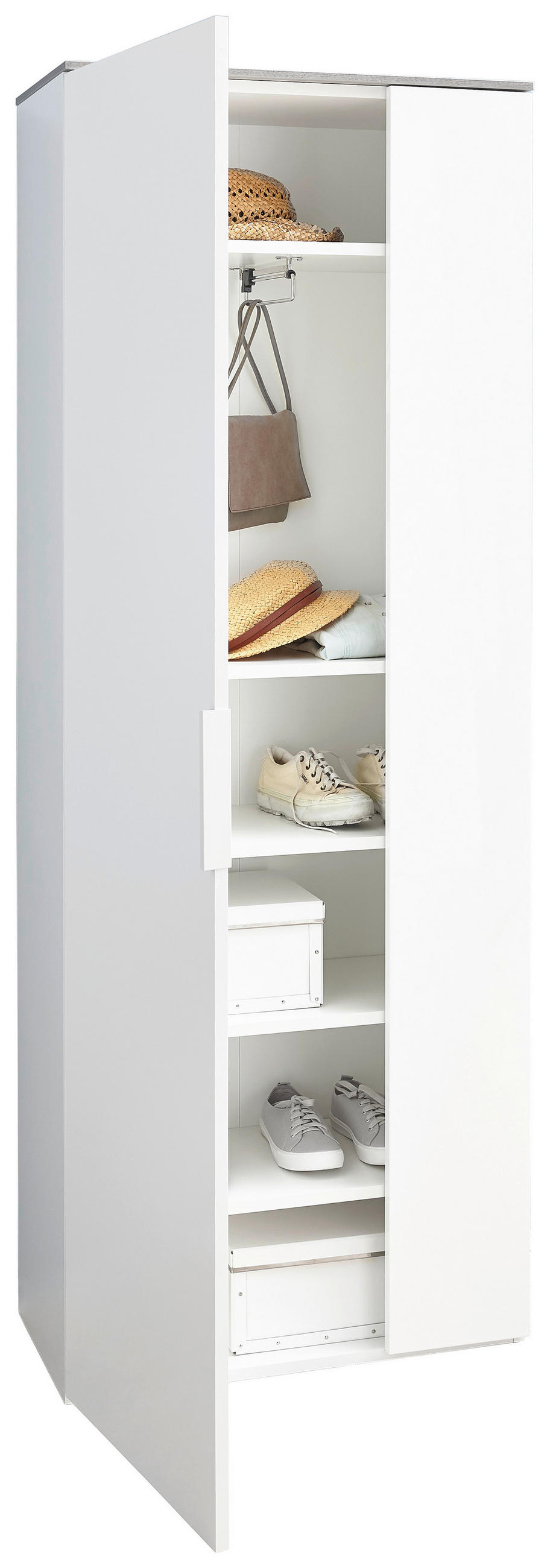 GARDEROBENSCHRANK Galaverna in 70/188/35 cm - Alufarben/Weiß, Design, Holzwerkstoff/Metall (70/188/35cm) - Carryhome