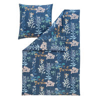 BETTWÄSCHESET ATELIER Makosatin 160/210 cm  65 cm/100 cm  - Blau, Basics, Textil (160/210cm) - Estella