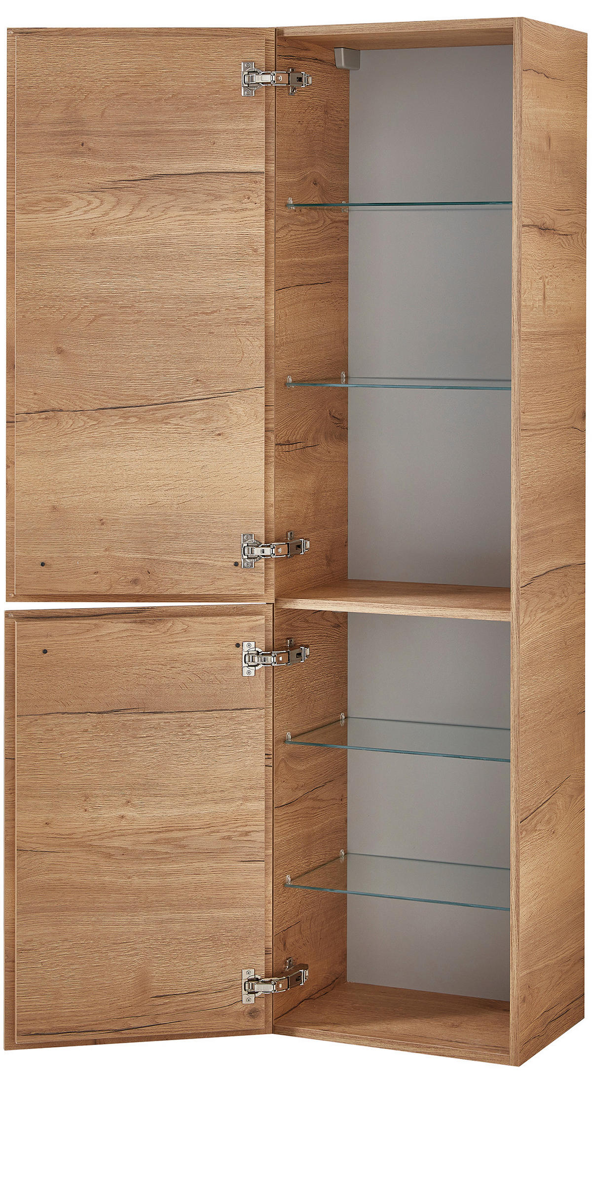 HOCHSCHRANK 45/168/31,8 cm  - Eichefarben/Schwarz, KONVENTIONELL, Glas/Holzwerkstoff (45/168/31,8cm) - Sadena