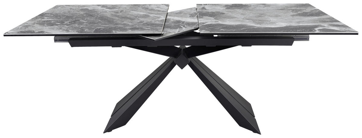 ESSTISCH in Metall, Glas, Keramik 180-230/76/95 cm  - Schwarz/Grau, Design, Glas/Keramik (180-230/76/95cm) - Novel
