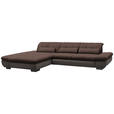 ECKSOFA in Mikrofaser Hellbraun  - Hellbraun/Schwarz, Design, Textil/Metall (204/341cm) - Xora