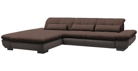 ECKSOFA in Mikrofaser Hellbraun  - Hellbraun/Schwarz, Design, Textil/Metall (204/341cm) - Xora