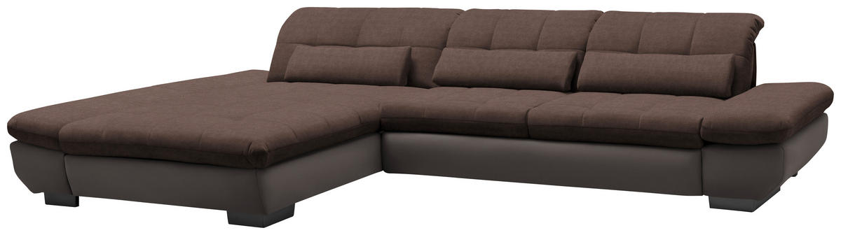 ECKSOFA in Mikrofaser Hellbraun  - Hellbraun/Schwarz, Design, Textil/Metall (204/341cm) - Xora