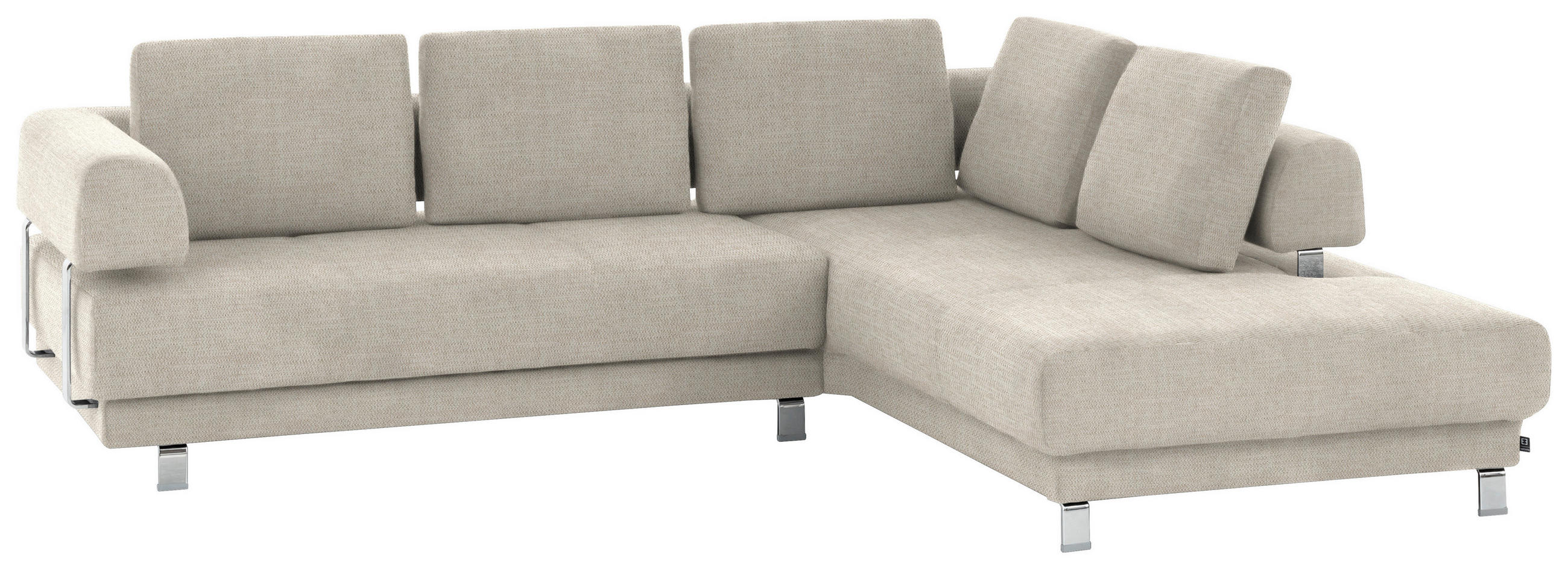 ECKSOFA Creme Chenille  - Creme, Design, Textil/Metall (277/235cm)