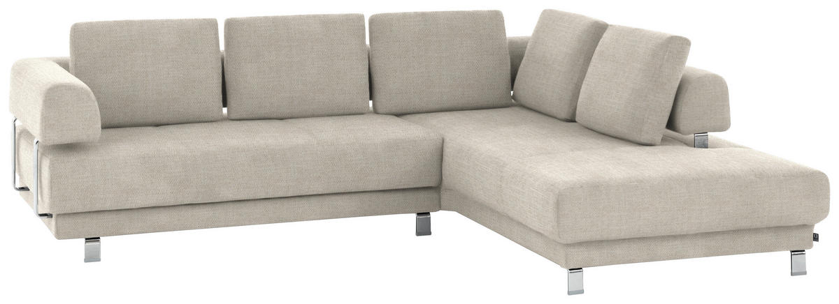 ECKSOFA in Chenille Creme  - Creme, Design, Textil/Metall (277/235cm)