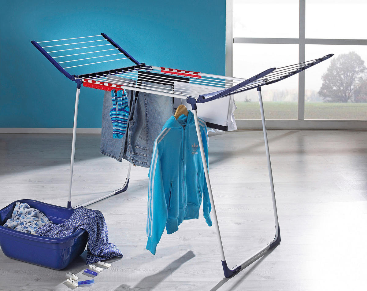 USCĂTOR DE RUFE VERTICAL - albastru/alb, Basics, plastic (87/157/66cm) - Leifheit