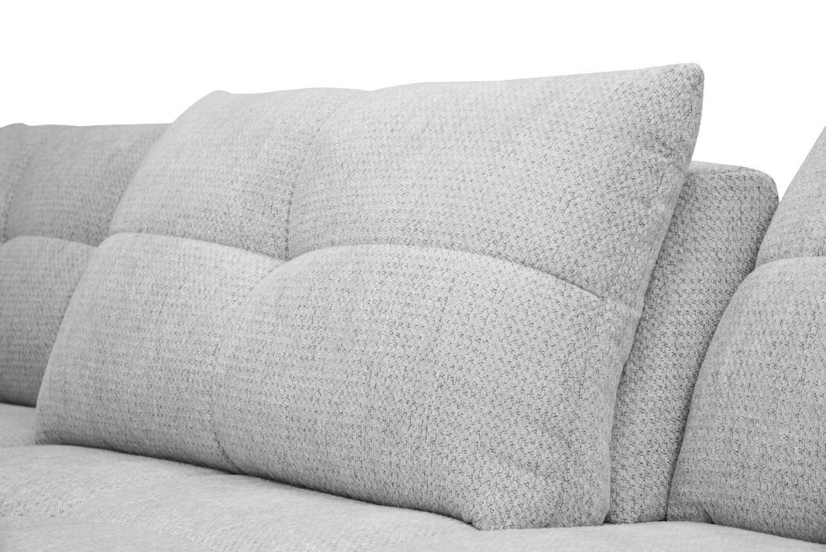 ECKSOFA Hellgrau Chenille Armlehnenkissen, Rücken echt, Sitztiefenverstellung  - Hellgrau/Schwarz, KONVENTIONELL, Textil/Metall (215/313cm) - Hom`in