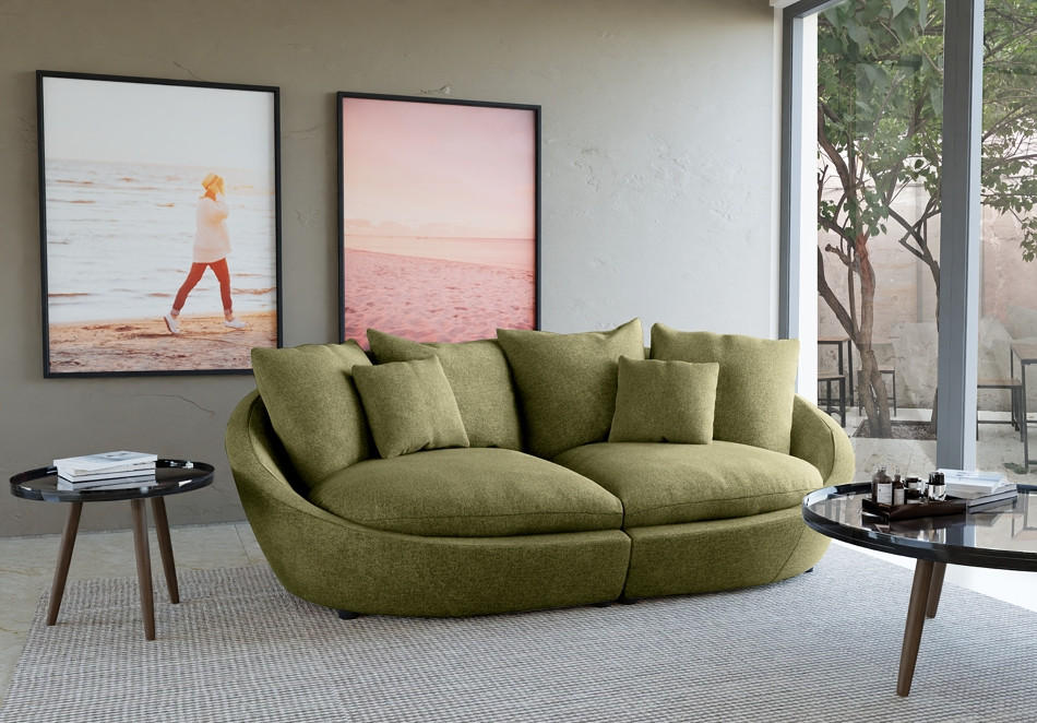 BIGSOFA in Chenille Grün  - Schwarz/Grün, Modern, Kunststoff/Textil (237/87/131cm) - Trendmanufaktur