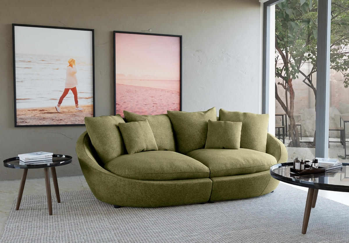 BIGSOFA in Chenille Grün  - Schwarz/Grün, Modern, Kunststoff/Textil (280/87/131cm) - Trendmanufaktur
