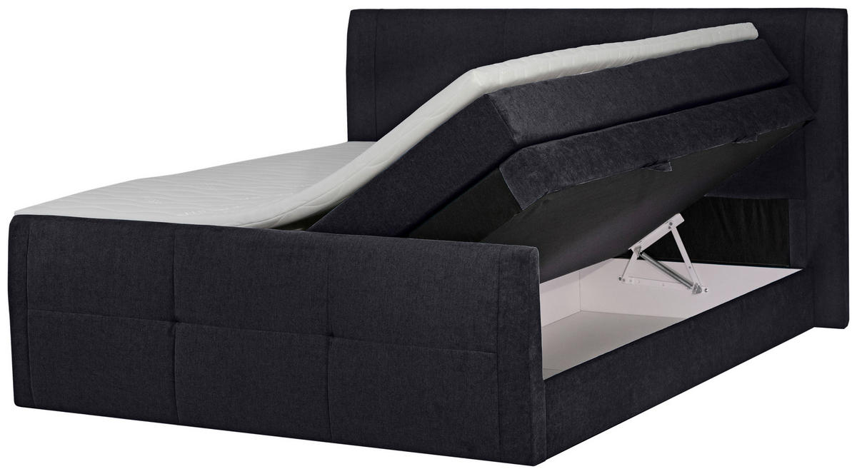 BOXSPRINGBETT 180/200 cm  in Dunkelgrau  - Dunkelgrau/Schwarz, KONVENTIONELL, Kunststoff/Textil (180/200cm) - Boxxx