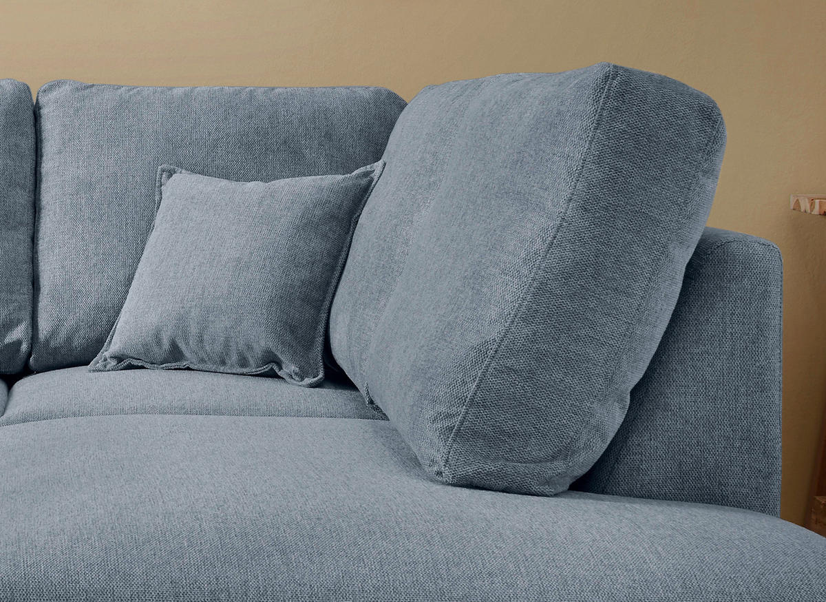 ECKSOFA Blau Struktur  - Blau/Naturfarben, KONVENTIONELL, Holz/Textil (230/200cm) - P & B