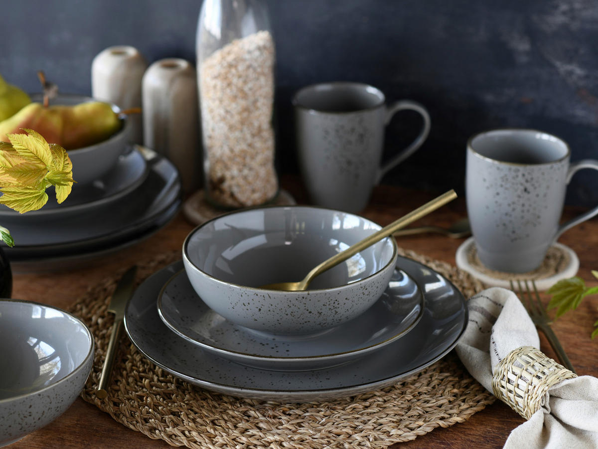 KOMPLETT SERVIS Nature Collection Stone 16 delar  - grå, Basics, keramik - Creatable