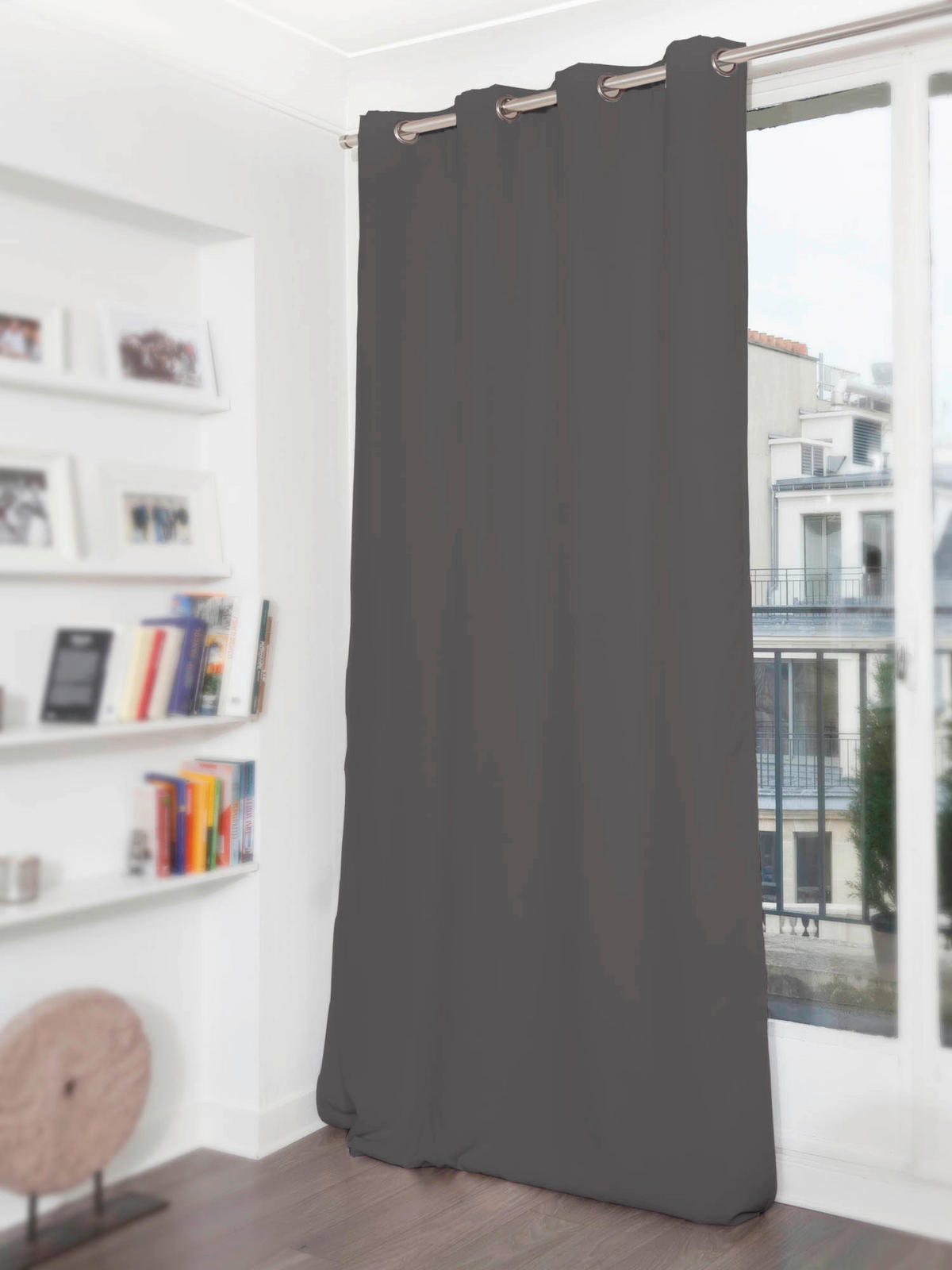 LÄRMSCHUTZVORHANG black-out (lichtundurchlässig) 145/260 cm   - Grau, Basics, Textil/Metall (145/260cm)