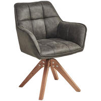 ARMLEHNSTUHL  Sitzfläche 360° drehbar, inklusive Armlehnen Webstoff  - Eichefarben/Grau, Basics, Holz/Textil (61/85/63cm) - MID.YOU